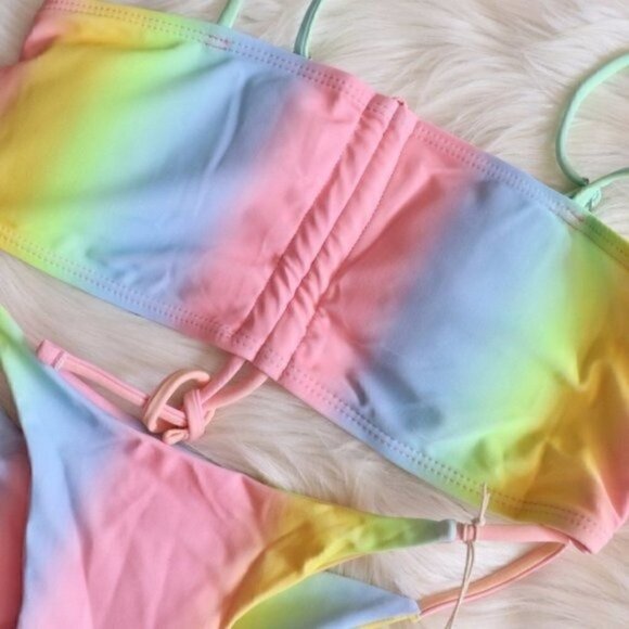 NEW Pink Blue Yellow Green Sexy Bikini Size Small Bathing Suit Swim Summer Pool - Picture 4 of 9